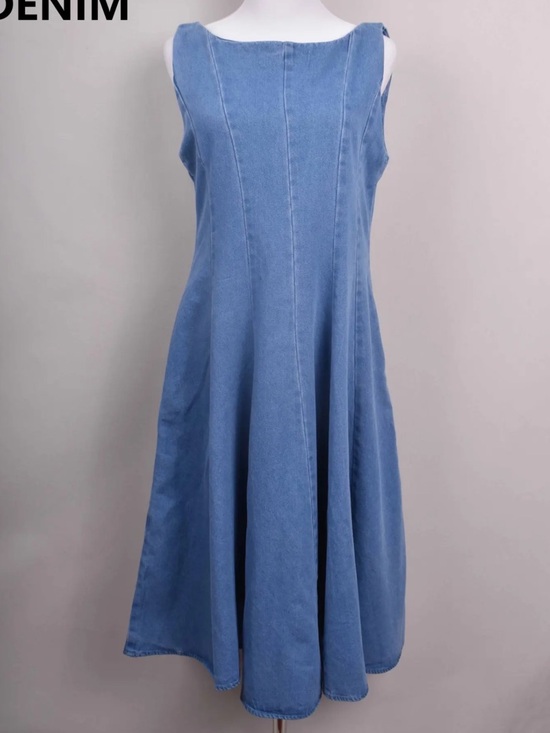 ShopEvelynne Dresses & Skirts - FROM PARIS FRANCE 🇫🇷 Denim A-Line Sleeveless Midi Dress - Light Blue